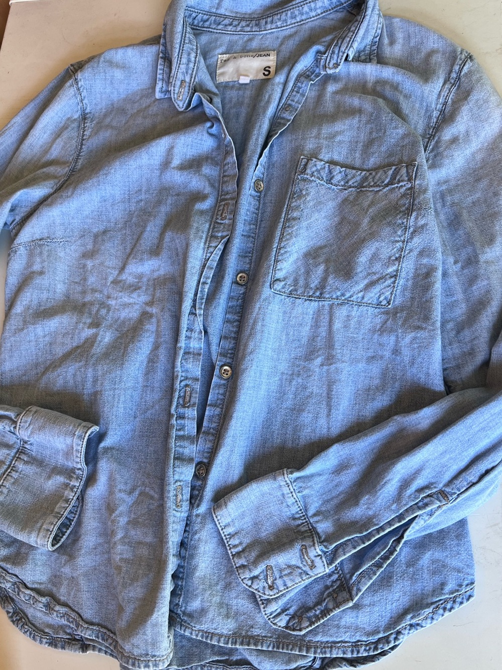 rag & bone/JEAN Chambray Denim Button Down Shirt Size S